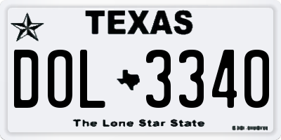 TX license plate DOL3340