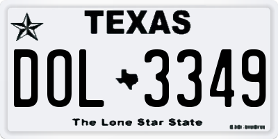 TX license plate DOL3349