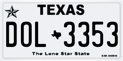TX license plate DOL3353