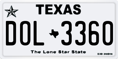 TX license plate DOL3360