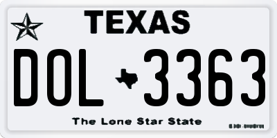 TX license plate DOL3363