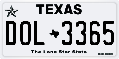 TX license plate DOL3365