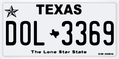 TX license plate DOL3369