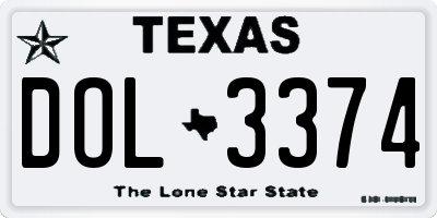 TX license plate DOL3374
