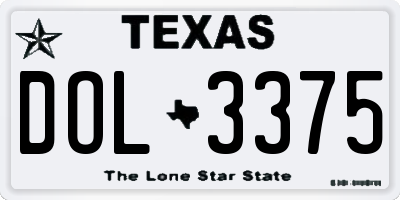 TX license plate DOL3375
