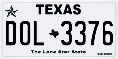 TX license plate DOL3376
