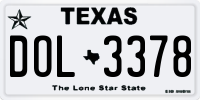 TX license plate DOL3378