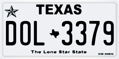 TX license plate DOL3379