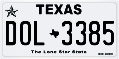 TX license plate DOL3385