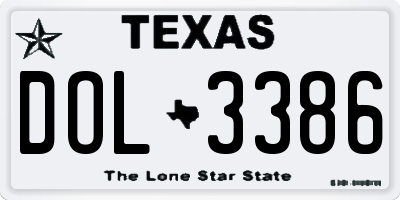 TX license plate DOL3386