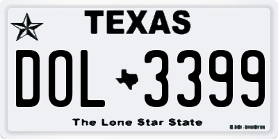 TX license plate DOL3399