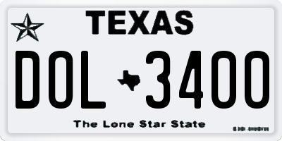 TX license plate DOL3400