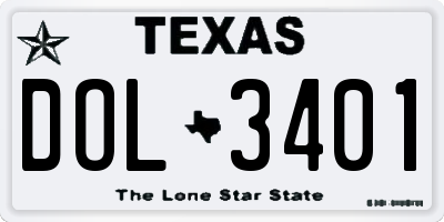 TX license plate DOL3401