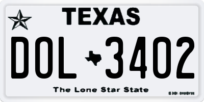 TX license plate DOL3402