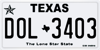 TX license plate DOL3403