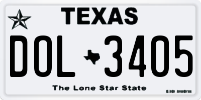 TX license plate DOL3405