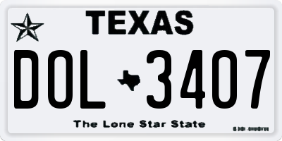 TX license plate DOL3407
