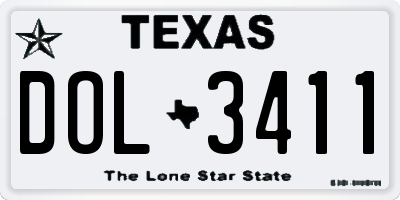 TX license plate DOL3411