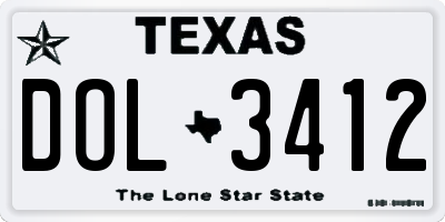 TX license plate DOL3412