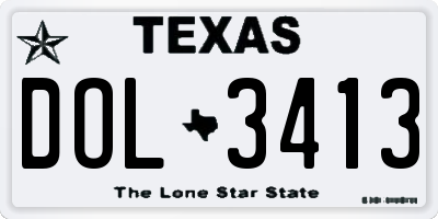TX license plate DOL3413