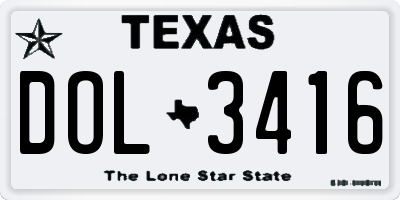 TX license plate DOL3416