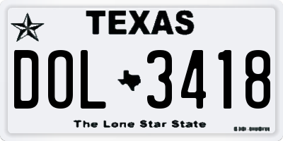 TX license plate DOL3418