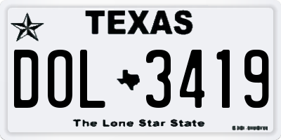 TX license plate DOL3419