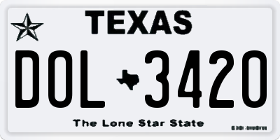 TX license plate DOL3420