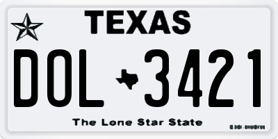 TX license plate DOL3421