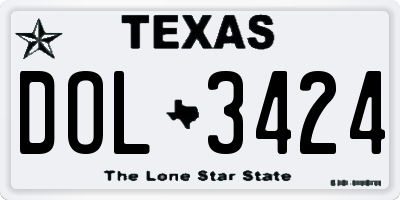 TX license plate DOL3424