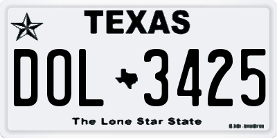 TX license plate DOL3425