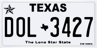 TX license plate DOL3427