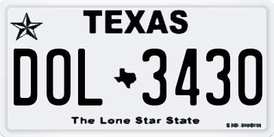 TX license plate DOL3430