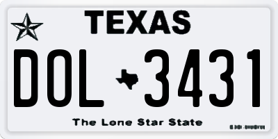 TX license plate DOL3431