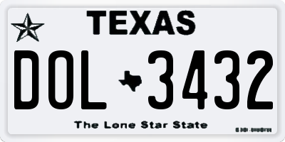 TX license plate DOL3432