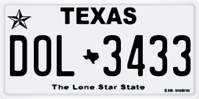 TX license plate DOL3433