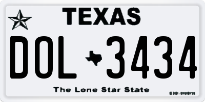 TX license plate DOL3434