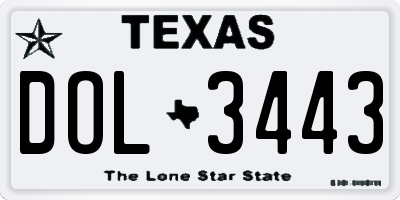 TX license plate DOL3443
