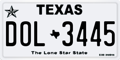 TX license plate DOL3445