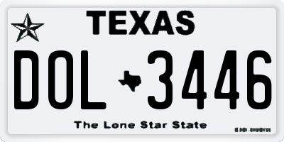 TX license plate DOL3446