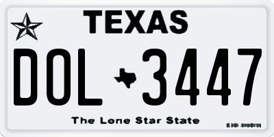 TX license plate DOL3447