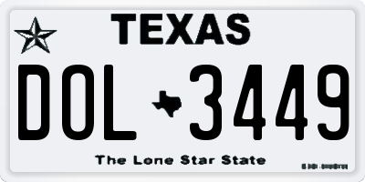 TX license plate DOL3449