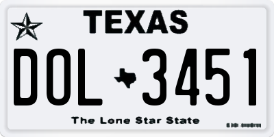 TX license plate DOL3451