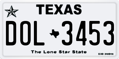 TX license plate DOL3453
