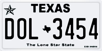 TX license plate DOL3454