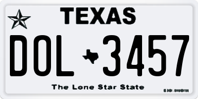 TX license plate DOL3457