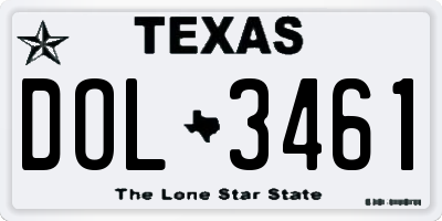TX license plate DOL3461
