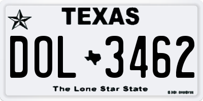 TX license plate DOL3462