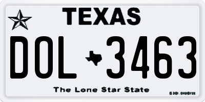 TX license plate DOL3463