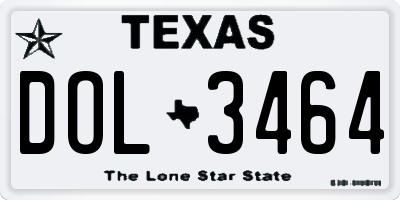 TX license plate DOL3464